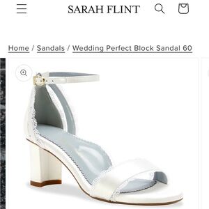 SARAH FLINT Elegant White Block Heel Sandals Size 38 (8)
